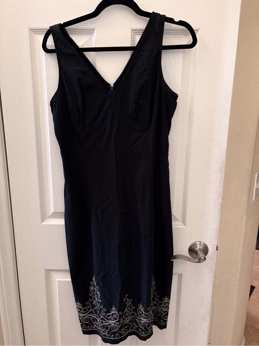 Express Black Midi Dress with White Embroidered Hem